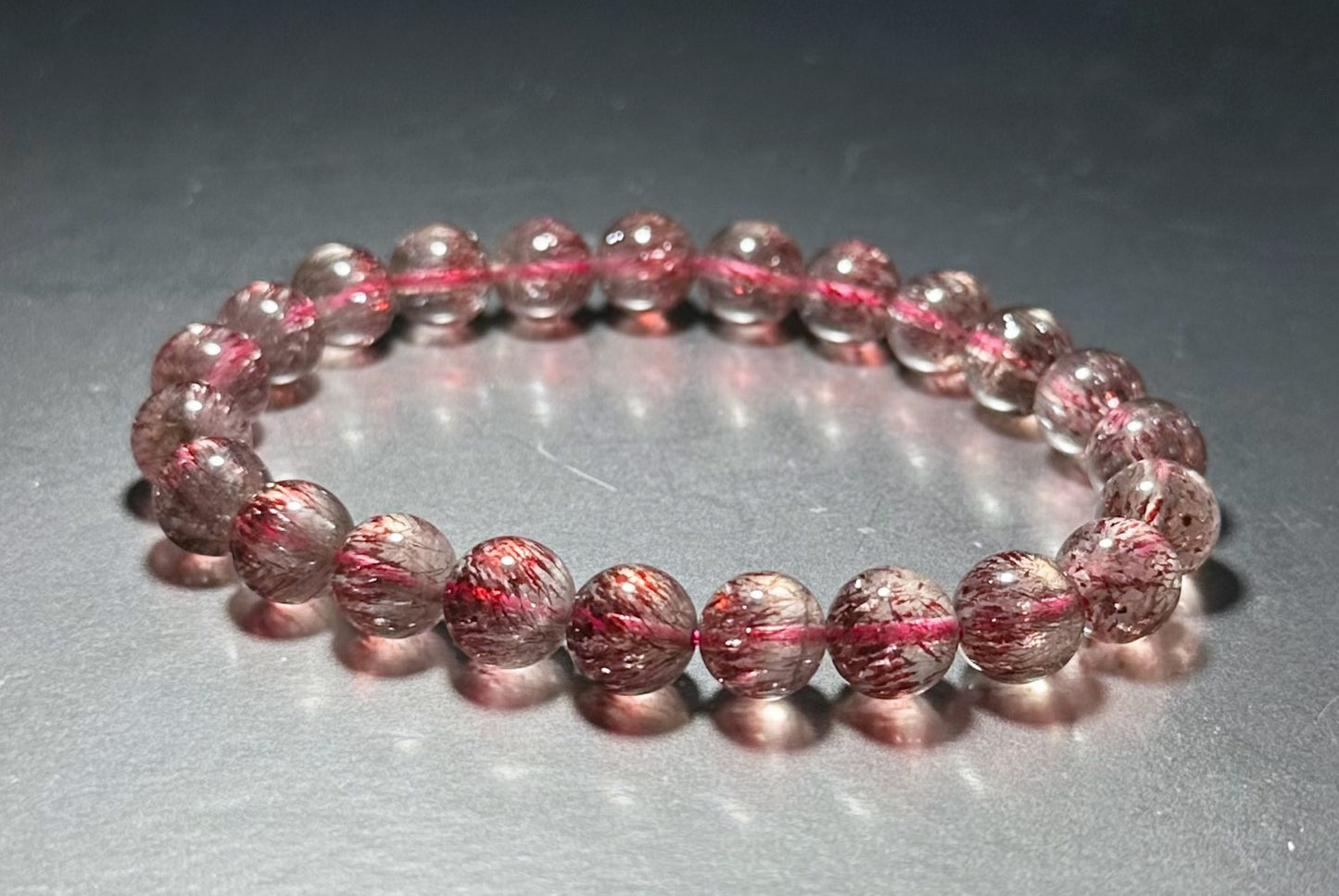 8.5mm+, Certified Natural Top Grade Red Super Seven Crystal Beads Bracelet, Seven 7 Lepidocrocite Quartz Bracelet, 天然收藏级红超七手串