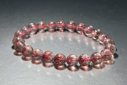 8.5mm+, Certified Natural Top Grade Red Super Seven Crystal Beads Bracelet, Seven 7 Lepidocrocite Quartz Bracelet, 天然收藏级红超七手串