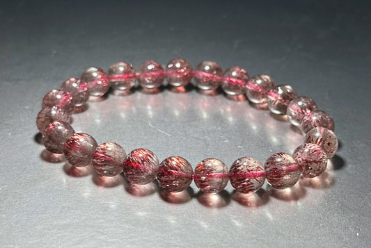 8.5mm+, Certified Natural Top Grade Red Super Seven Crystal Beads Bracelet, Seven 7 Lepidocrocite Quartz Bracelet, 天然收藏级红超七手串