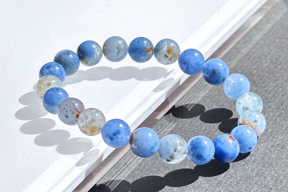 9mm+, Certified High Grade Natural Blue Rabbit Hair Quartz Bracelet, Blue Rabbit Hair Rutile Quartz Bracelet, 天然收藏级蓝兔毛团子手串