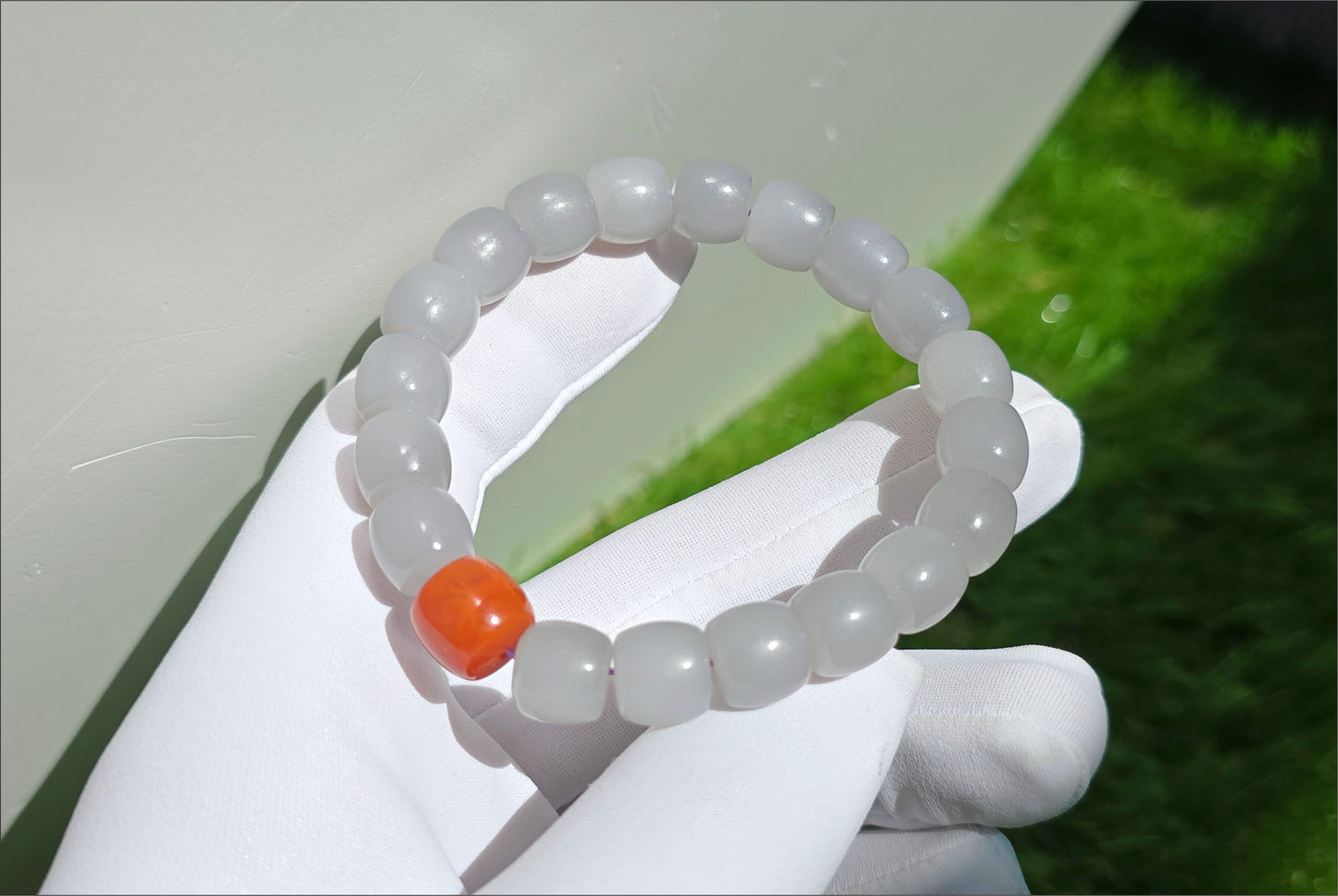 10mm, Certified Natural High Quality Smoky Purple Nephrite Jade and Nanhong Agate Beads Bracelet, 天然烟紫和田玉配南红手串