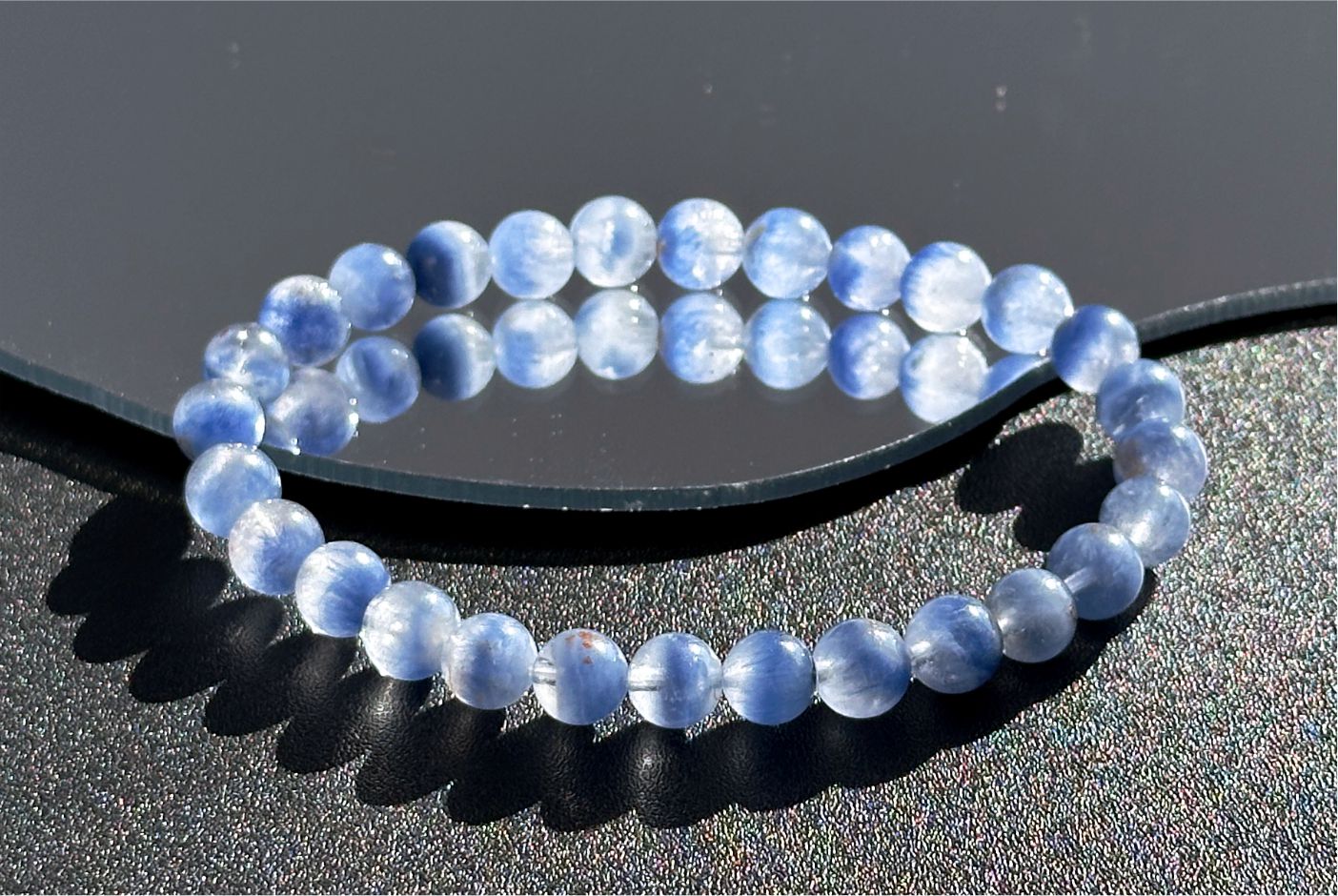 6.5mm+, Certified Rare Find Natural Treasure Bowl inclusion Blue Dumortierite Beads Bracelet, 天然收藏级聚宝盆蓝线石蓝绒晶手串