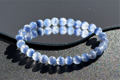 6.5mm+, Certified Rare Find Natural Treasure Bowl inclusion Blue Dumortierite Beads Bracelet, 天然收藏级聚宝盆蓝线石蓝绒晶手串