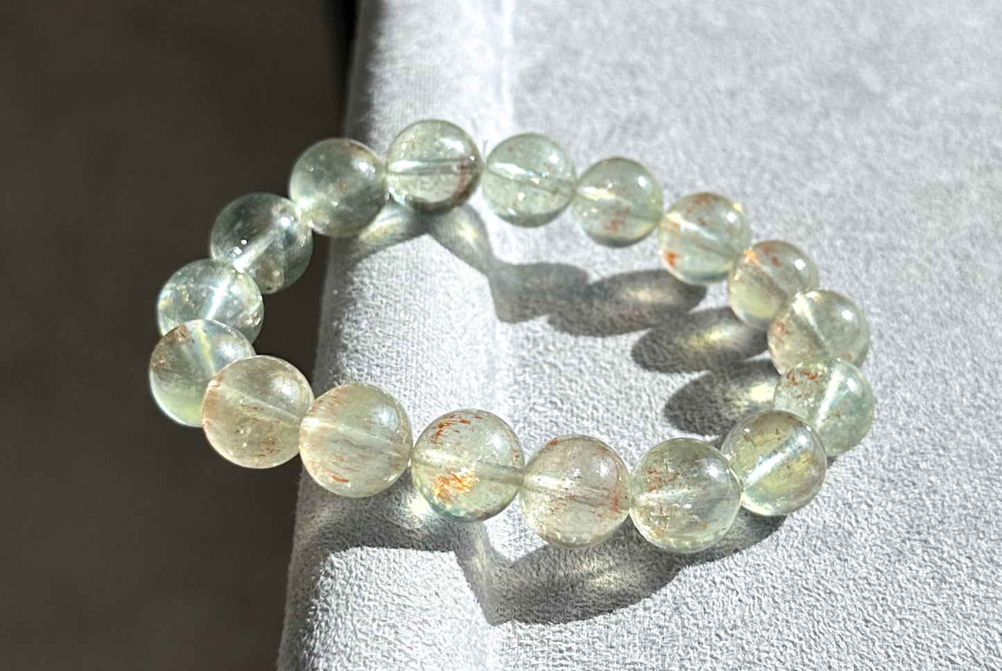 11mm+, Certified Rare Find, Collector's Grade Natural High Clarity Arusha Green Beryl Bracelet, 天然坦桑尼亚收藏级阿鲁沙金太阳绿柱石手串
