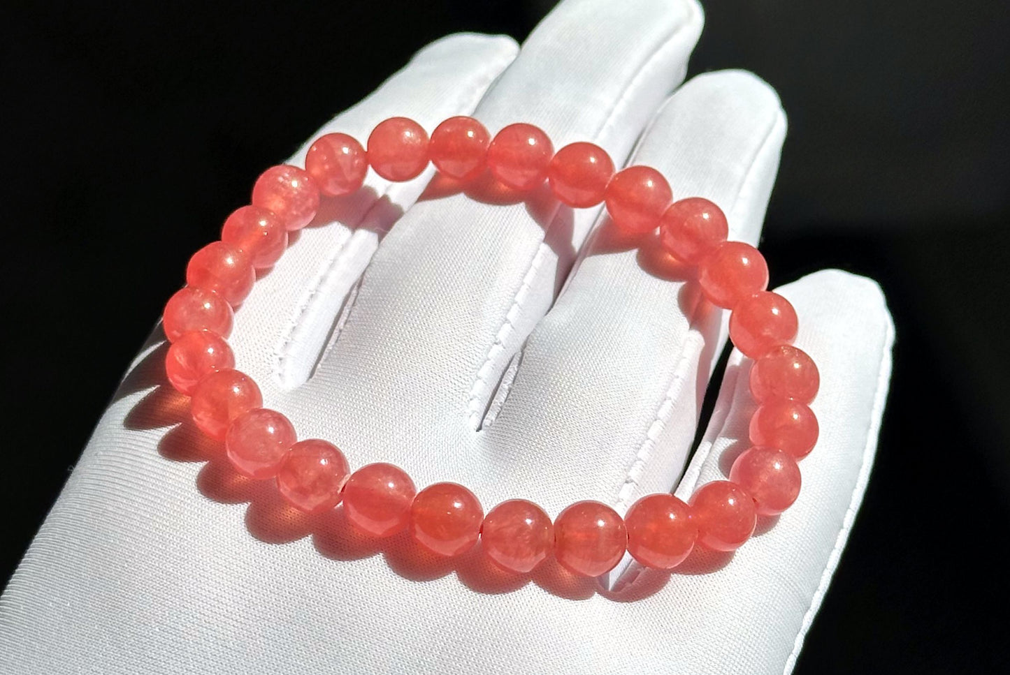 7mm+, Certified High Grade Untreated Icy Natural Argentina Rhodochrosite Bracelet, Rhodochrosite bracelet, 天然阿根廷红纹石手串