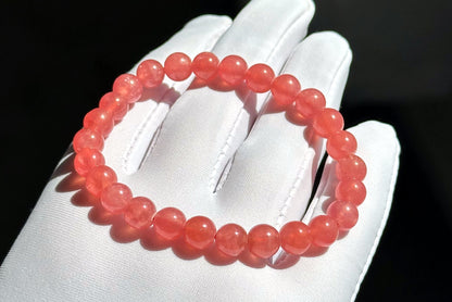 7mm+, Certified High Grade Untreated Icy Natural Argentina Rhodochrosite Bracelet, Rhodochrosite bracelet, 天然阿根廷红纹石手串