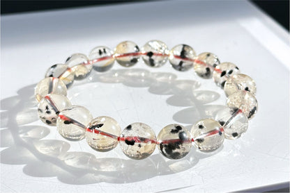 11mm, Certified Rare Find Natural Top Grade Citrine with Hollandite Beads Bracelet, Citrine Hollandite Quartz, 巴西天然黄水晶海胆手串