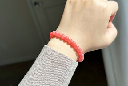 7mm, Certified High Grade Untreated Icy Natural Argentina Rhodochrosite Bracelet, Rhodochrosite bracelet, 天然阿根廷红纹石手串