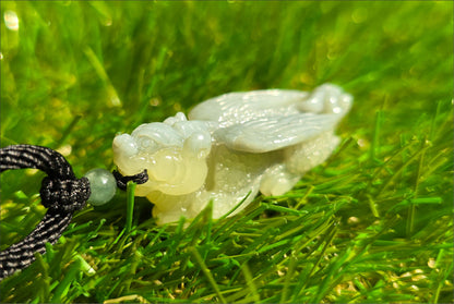 Certified Natural Ruoqiang Blue and Yellow Nephrite Jade Hand Carved Flying Pixiu Pendant, 天然若羌蓝皮黄口手工雕刻飞天貔貅吊坠