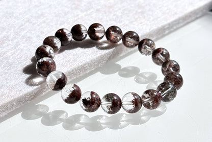 10.5mm,+ Certified High Grade Natural Red Phantom Quartz Bracelet, Treasure Bowl Red Phantom Quartz Bracelet, 天然聚宝盆红幽灵水晶手串