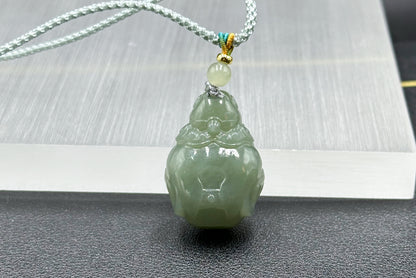 Certified Natural Untreated Blue Nephrite Jade Carved Caishen (God of Wealth) Pendant, 且末蓝和田玉财神