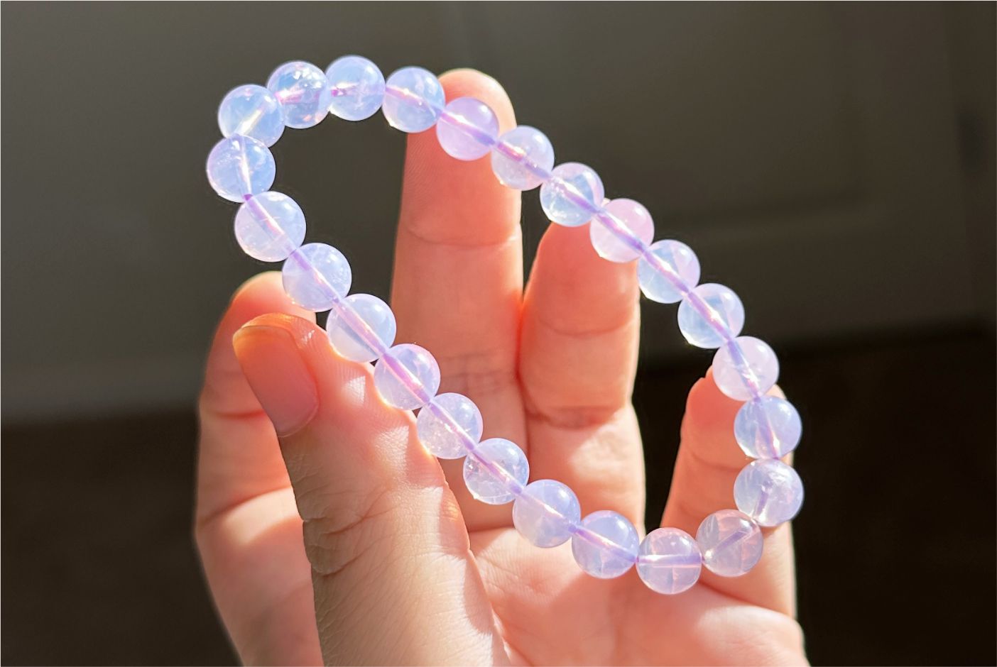 8mm, Certified Natural Lavender Moon Quartz Bracelet, Natural Lavender Quartz Bracelet,天然薰衣草紫玉晶手串