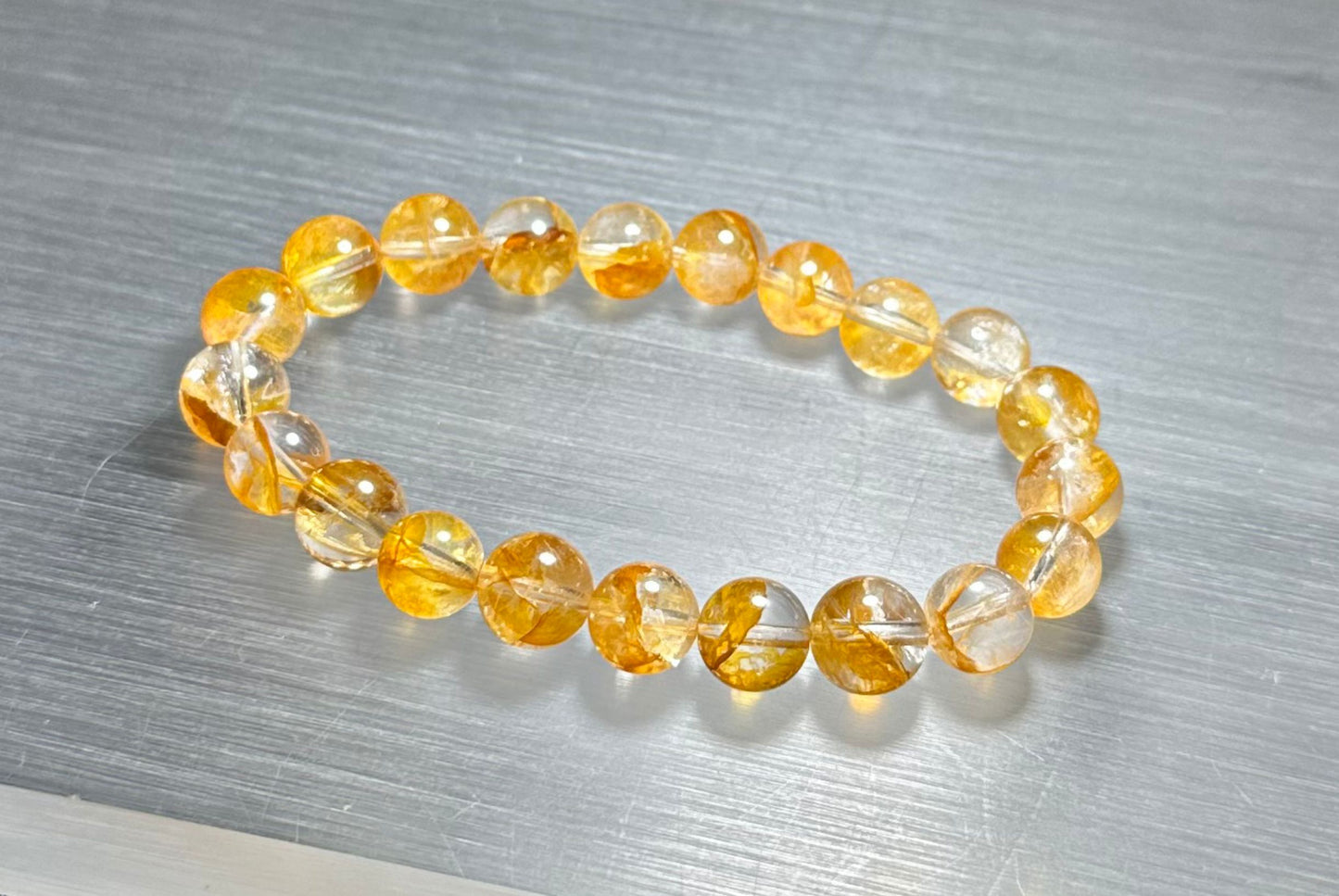 9mm, Natural Yellow Hematoid Quartz Bracelet, golden healer quartz bracelet, 天然黄胶花水晶手串