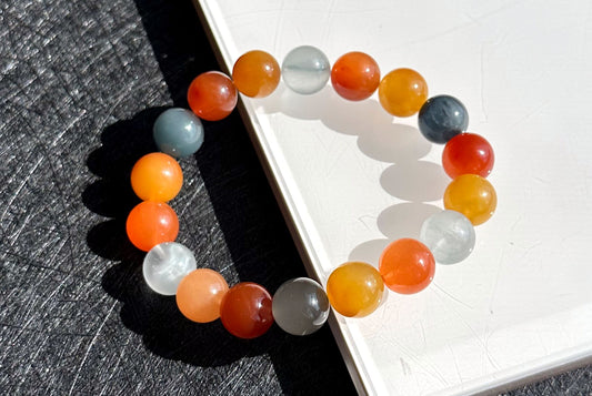 11.5mm+, Certified High Quality Natural Multi-color Rabbit Hair Rutile Quartz Bracelet, Multi Rabbit Hair Quartz Bracelet, 天然彩兔水晶手串