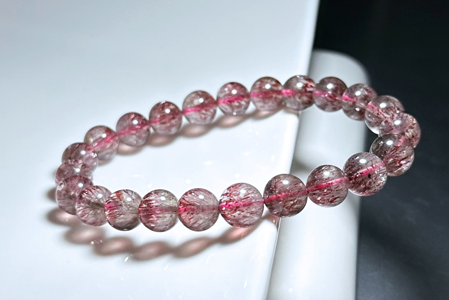 8.5mm+, Certified Natural Top Grade Red Super Seven Crystal Beads Bracelet, Seven 7 Lepidocrocite Quartz Bracelet, 天然收藏级红超七手串