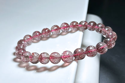 8.5mm+, Certified Natural Top Grade Red Super Seven Crystal Beads Bracelet, Seven 7 Lepidocrocite Quartz Bracelet, 天然收藏级红超七手串