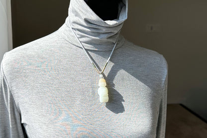 Certified Natural Russian White Nephrite Jade Hand Carved Little Wealth Bringer Pendant, 天然俄料和田白玉带糖手工雕刻小地主吊坠