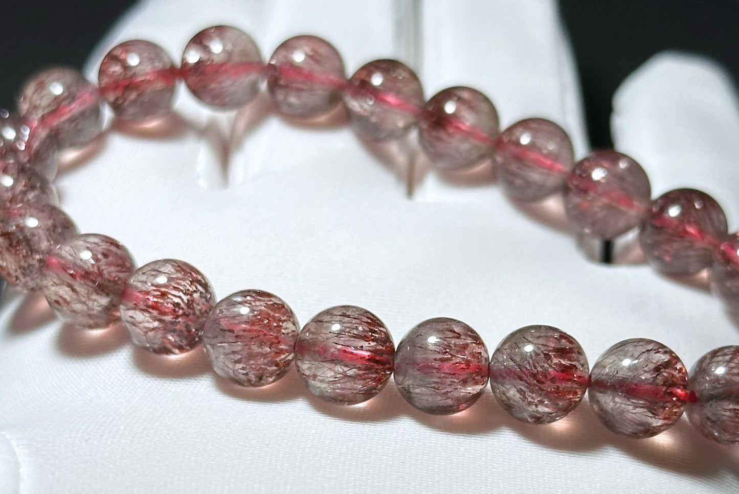 8.5mm+, Certified Natural Top Grade Red Super Seven Crystal Beads Bracelet, Seven 7 Lepidocrocite Quartz Bracelet, 天然收藏级红超七手串