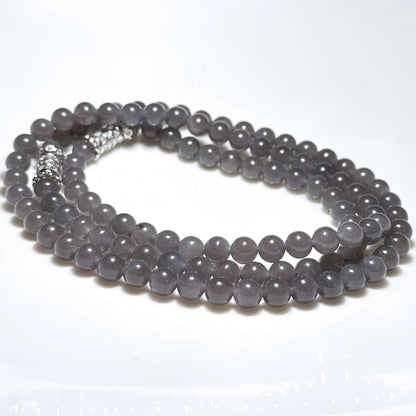 6mm, Certified Natural Smoky Purple Nephrite Jade Beads Necklace/ Necklace and Bracelet, 天然烟紫和田玉项链