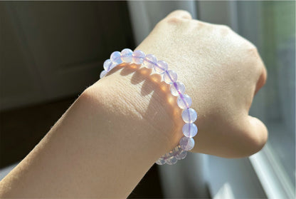 8mm, Certified Natural Lavender Moon Quartz Bracelet, Natural Lavender Quartz Bracelet,天然薰衣草紫玉晶手串