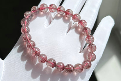8.5mm+, Certified Natural Top Grade Red Super Seven Crystal Beads Bracelet, Seven 7 Lepidocrocite Quartz Bracelet, 天然收藏级红超七手串