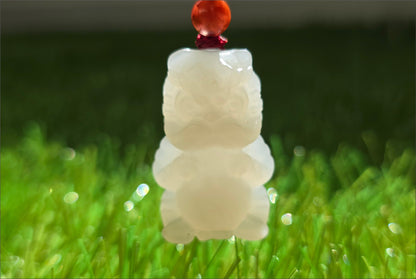 Certified Natural Smoky Gray Nephrite Jade Carved Lion Dance Pendant, 天然浅烟紫和田玉雕刻醒狮吊坠