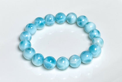 11mm, Natural High Quality Dominican Blue Larimar Beads Bracelet, Dominican Republic Larimar Bracelelt, 多米尼加天然海纹石手串