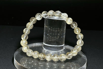 7.5mm+, Certified Natural Silver Rutilated Quartz Bracelet, Venus silver rutilated quartz bracelet, 天然小众维纳斯魔鬼银发晶手串