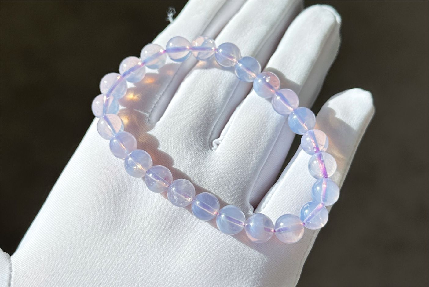 8mm, Certified Natural Lavender Moon Quartz Bracelet, Natural Lavender Quartz Bracelet,天然薰衣草紫玉晶手串