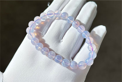 8mm, Certified Natural Lavender Moon Quartz Bracelet, Natural Lavender Quartz Bracelet,天然薰衣草紫玉晶手串