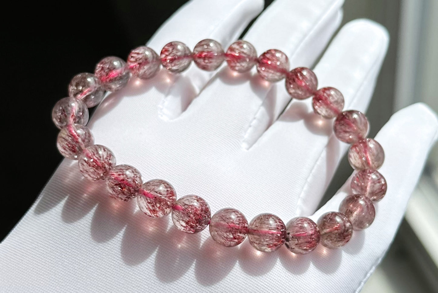 8.5mm+, Certified Natural Top Grade Red Super Seven Crystal Beads Bracelet, Seven 7 Lepidocrocite Quartz Bracelet, 天然收藏级红超七手串