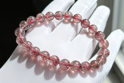 8.5mm+, Certified Natural Top Grade Red Super Seven Crystal Beads Bracelet, Seven 7 Lepidocrocite Quartz Bracelet, 天然收藏级红超七手串