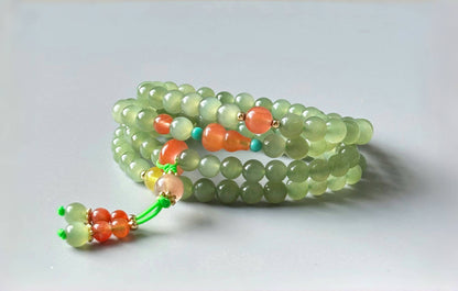6mm, Certified Natural Green Nephrite Jade Bead Necklace, 天然碧玉项链