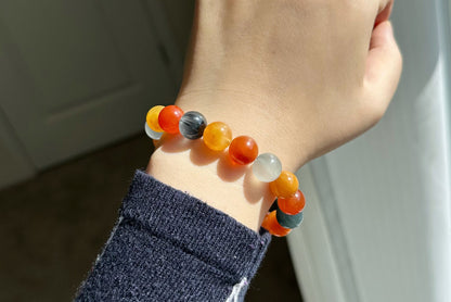 11.5mm+, Certified High Quality Natural Multi-color Rabbit Hair Rutile Quartz Bracelet, Multi Rabbit Hair Quartz Bracelet, 天然彩兔水晶手串