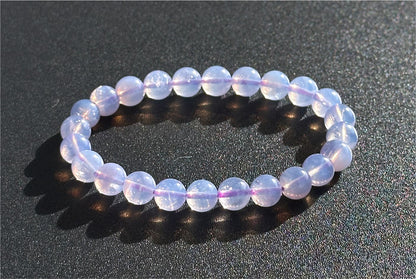 8mm, Certified Natural Lavender Moon Quartz Bracelet, Natural Lavender Quartz Bracelet,天然薰衣草紫玉晶手串