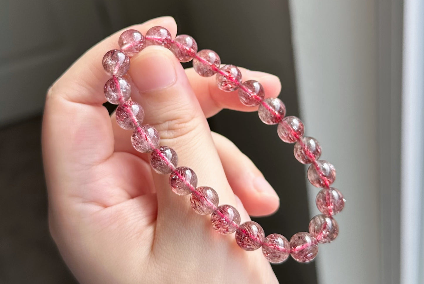 8.5mm+, Certified Natural Top Grade Red Super Seven Crystal Beads Bracelet, Seven 7 Lepidocrocite Quartz Bracelet, 天然收藏级红超七手串