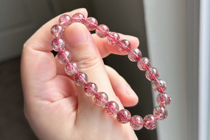 8.5mm+, Certified Natural Top Grade Red Super Seven Crystal Beads Bracelet, Seven 7 Lepidocrocite Quartz Bracelet, 天然收藏级红超七手串