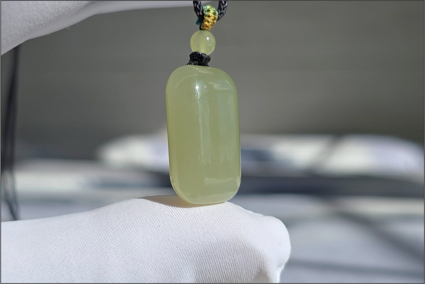 Certified Natural Yellowish-Green Nephrite Jade Wushi Pai Pendant | Peace Talisman | Small Plain Jade Pendant, 天然青黄玉无事牌吊坠