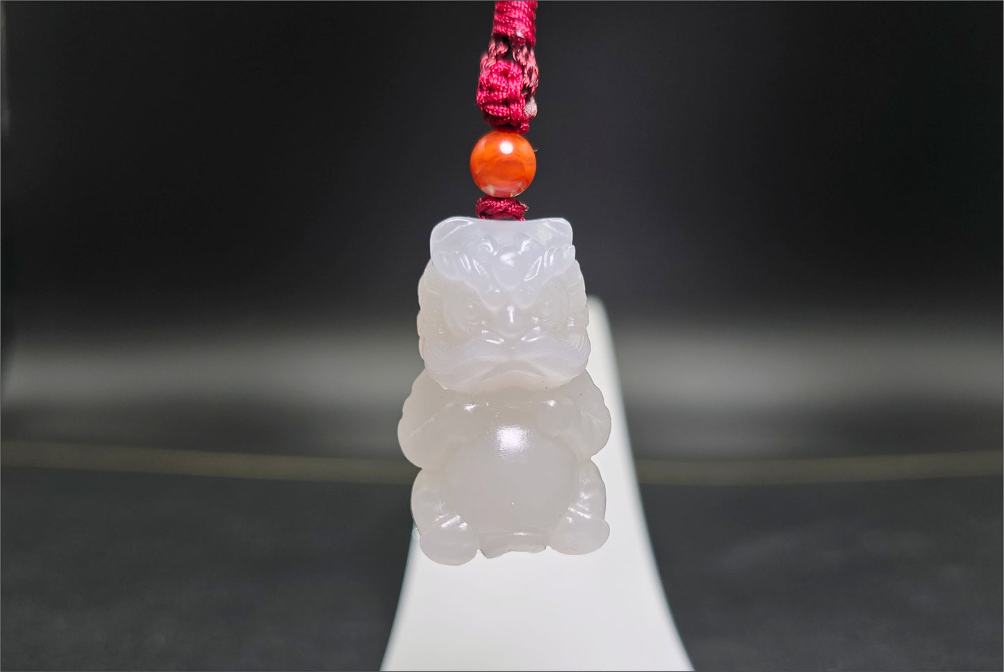 Certified Natural Smoky Gray Nephrite Jade Carved Lion Dance Pendant, 天然浅烟紫和田玉雕刻醒狮吊坠