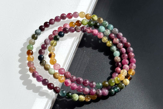 4.8mm, Natural Dainty Multi Color Tourmaline Triple Wraps Bracelet, Multi Colour Tourmaline Bracelet, 天然碧玺三圈手串4.8mm, Natural Dainty Multi Color Tourmaline Triple Wraps Bracelet, Multi Colour Tourmaline Bracelet, 天然碧玺三圈手串