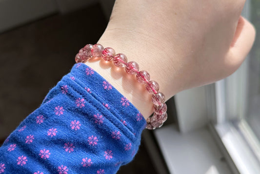 8.5mm+, Certified Natural Top Grade Red Super Seven Crystal Beads Bracelet, Seven 7 Lepidocrocite Quartz Bracelet, 天然收藏级红超七手串