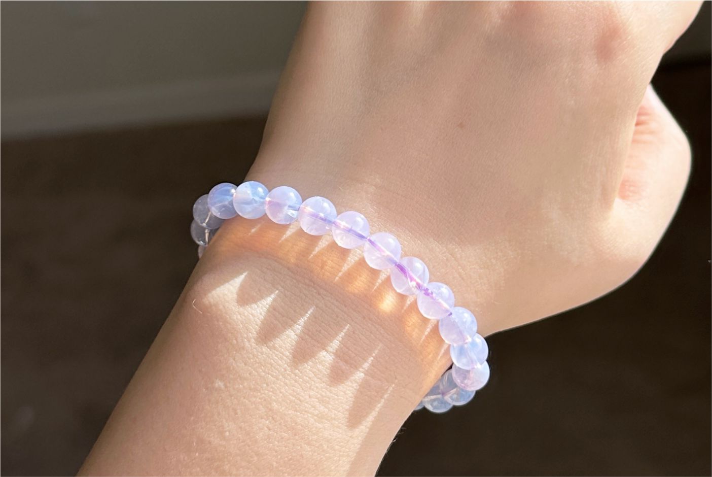 8mm, Certified Natural Lavender Moon Quartz Bracelet, Natural Lavender Quartz Bracelet,天然薰衣草紫玉晶手串