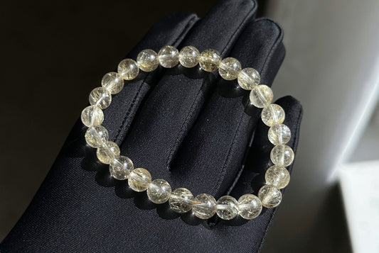 7.5mm+, Certified Natural Silver Rutilated Quartz Bracelet, Venus silver rutilated quartz bracelet, 天然小众维纳斯魔鬼银发晶手串