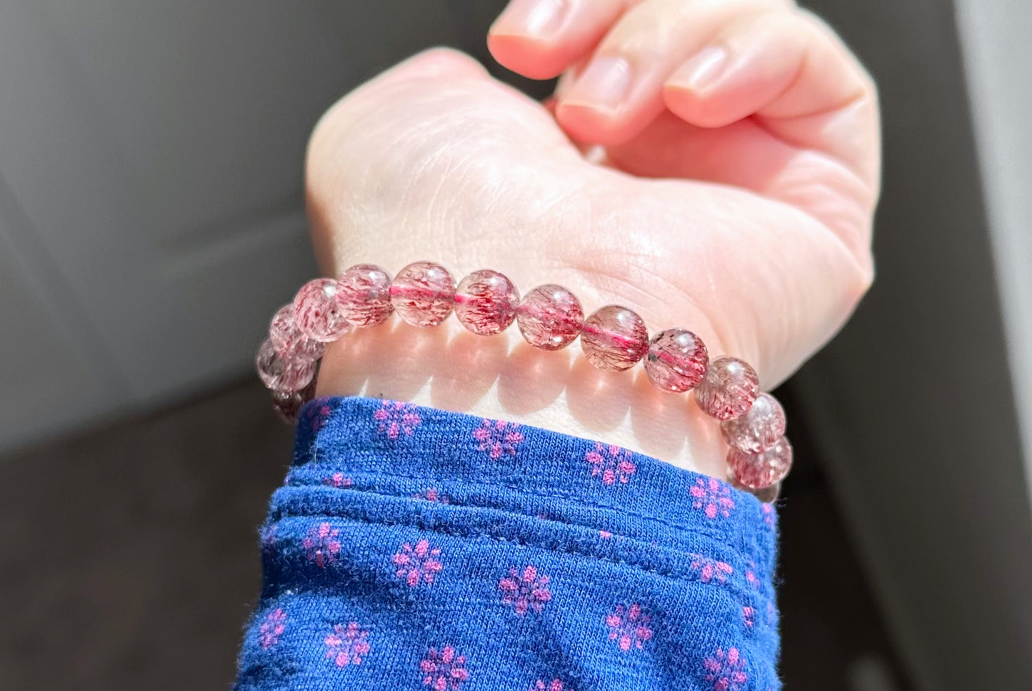 8.5mm+, Certified Natural Top Grade Red Super Seven Crystal Beads Bracelet, Seven 7 Lepidocrocite Quartz Bracelet, 天然收藏级红超七手串