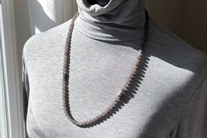 6mm, Certified Natural Smoky Purple Nephrite Jade Beads Necklace/ Necklace and Bracelet, 天然烟紫和田玉项链