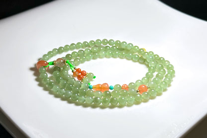 6mm, Certified Natural Green Nephrite Jade Bead Necklace, 天然碧玉项链