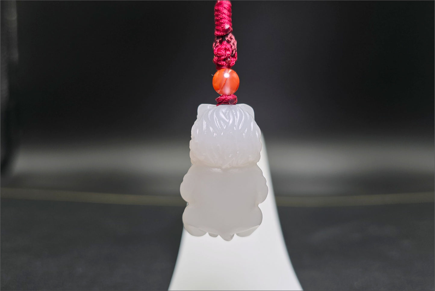 Certified Natural Smoky Gray Nephrite Jade Carved Lion Dance Pendant, 天然浅烟紫和田玉雕刻醒狮吊坠