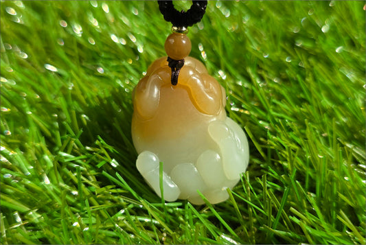 Certified Natural High-quality Qiemo Sugar-White Nephrite Jade Hand Carved "Fortune Pig" pendant, 天然精品且末糖白和田玉手工雕刻福猪吊坠