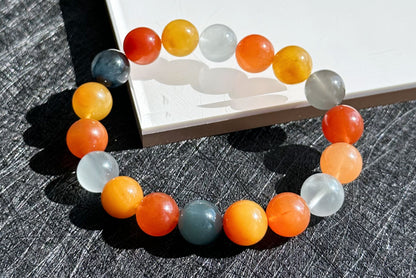11.5mm+, Certified High Quality Natural Multi-color Rabbit Hair Rutile Quartz Bracelet, Multi Rabbit Hair Quartz Bracelet, 天然彩兔水晶手串