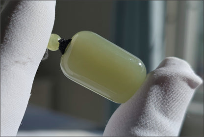 Certified Natural Yellowish-Green Nephrite Jade Wushi Pai Pendant | Peace Talisman | Small Plain Jade Pendant, 天然青黄玉无事牌吊坠